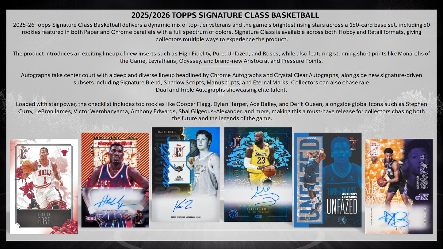 2025-26 Topps Signature Class Basketball Value Box