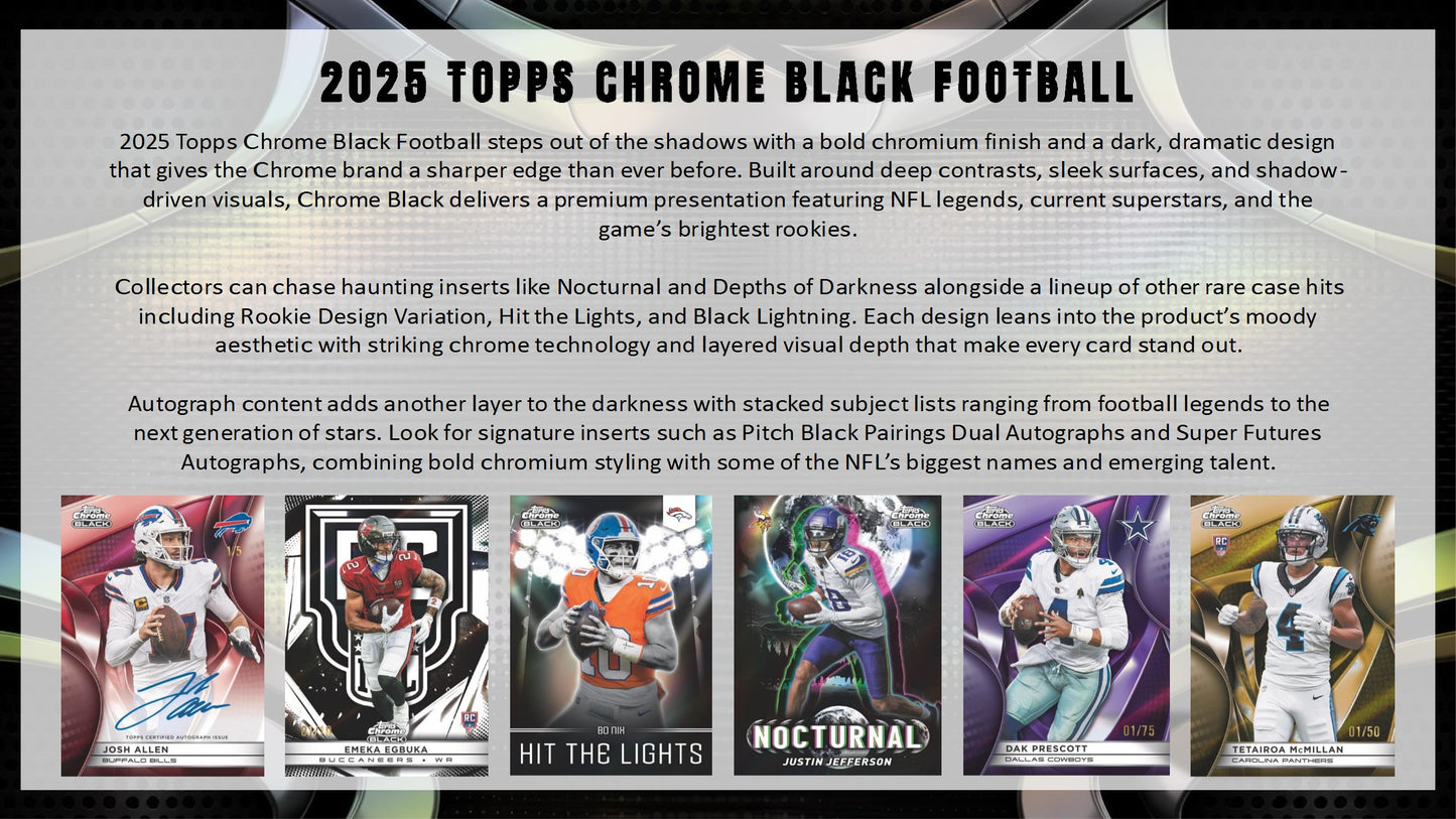 2025 Topps Black Chrome Football Hobby Box