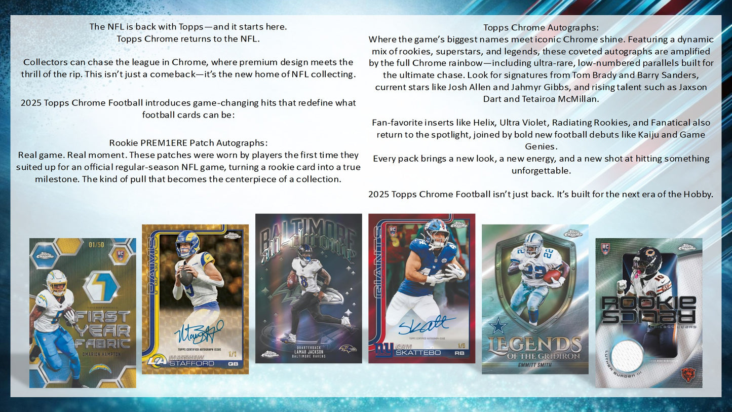 2025 Topps Chrome Football Hanger Box