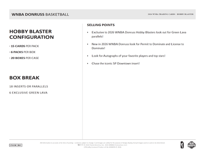 2026 Panini Donruss WNBA Basketball Blaster Box