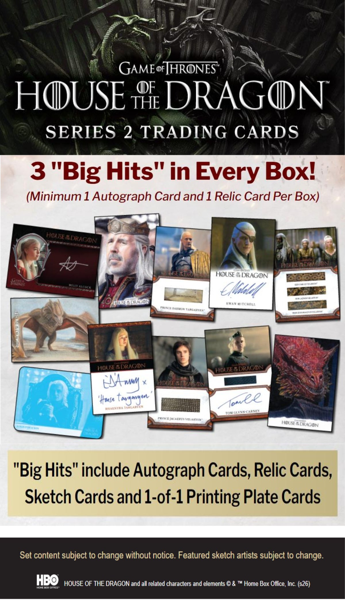 2026 Rittenhouse House of the Dragon Season 2 Hobby Box