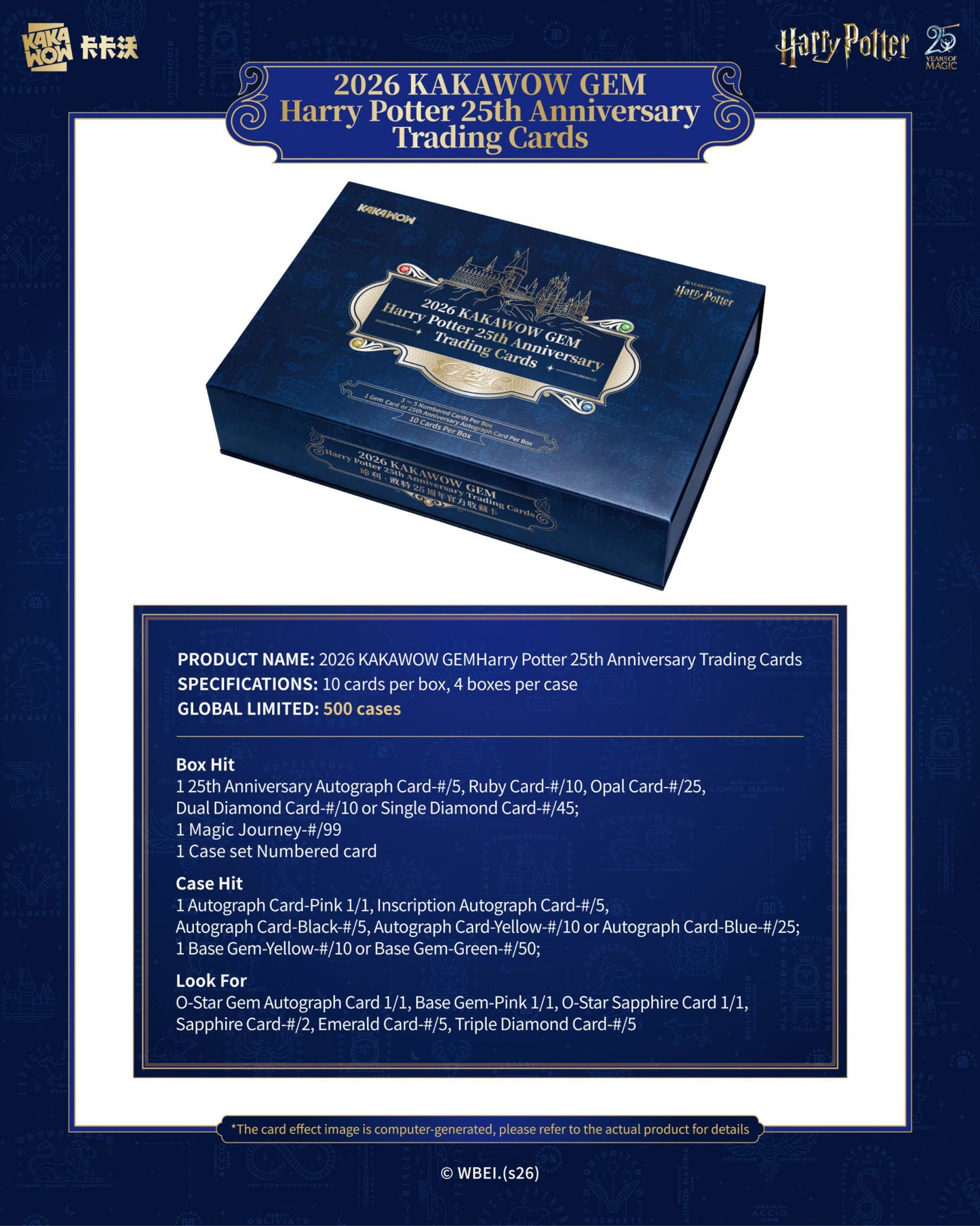 2026 Kakawow Gem Harry Potter 25th Anniversary Trading Card Box