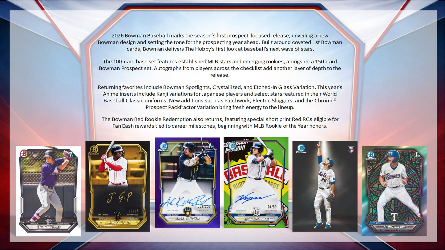 2026 Topps Bowman Baseball Hobby Box