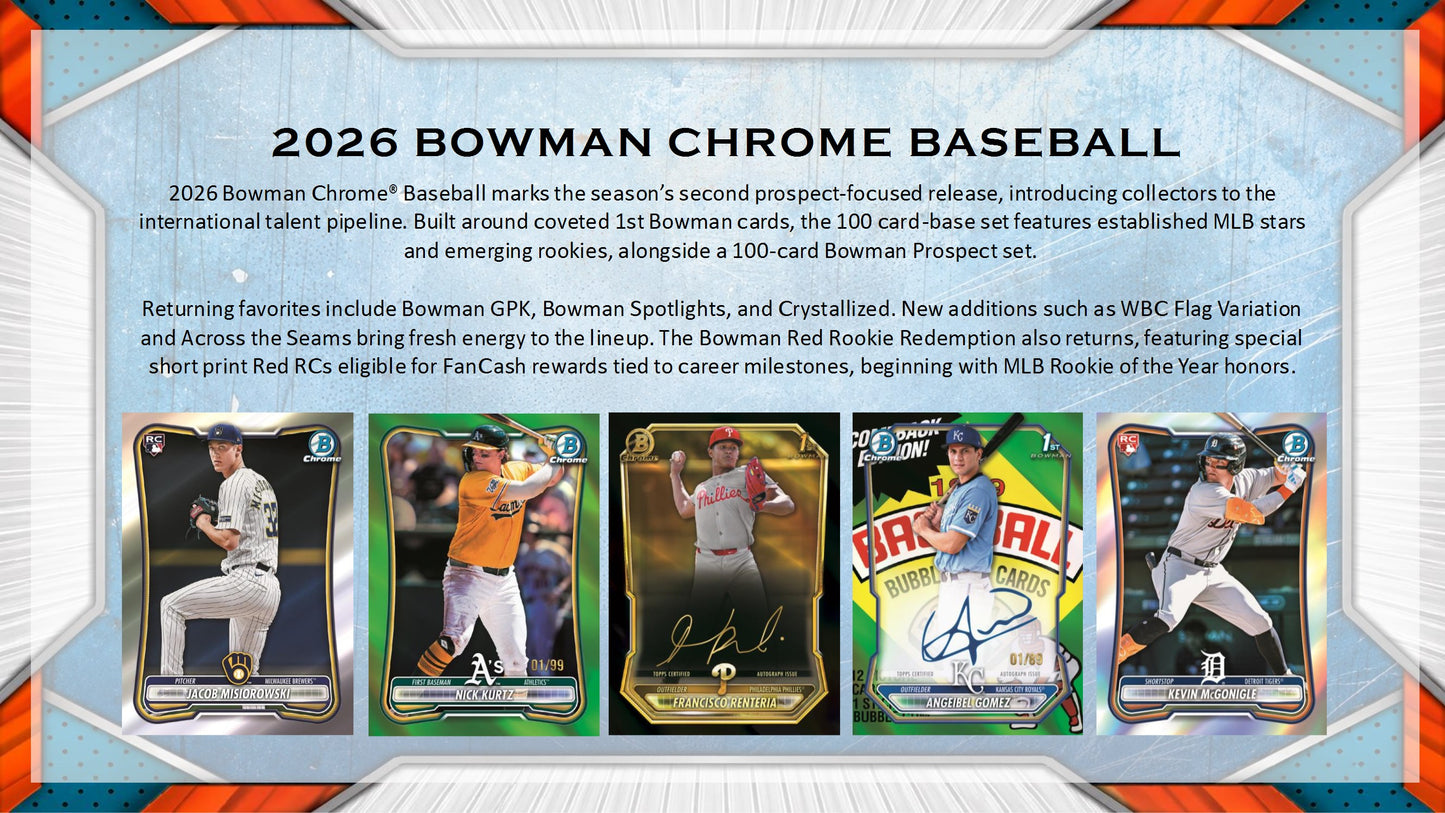 2026 Topps Bowman Chrome Baseball Hobby Box