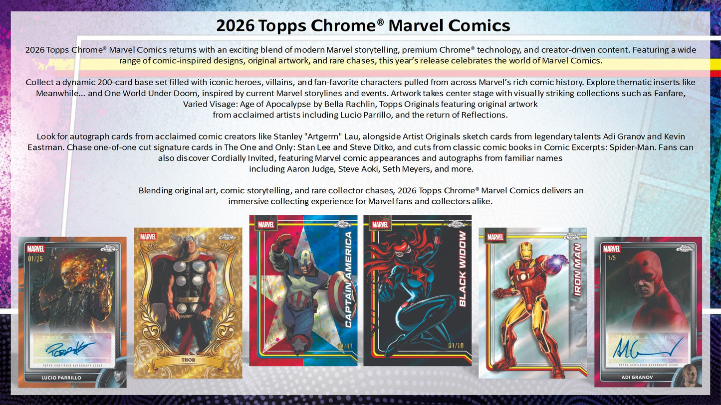 2026 Topps Chrome Marvel Comics Hobby Box