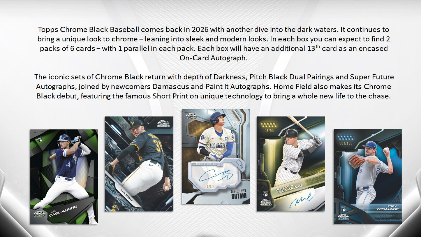 2026 Topps Chrome Black Baseball Hobby Box