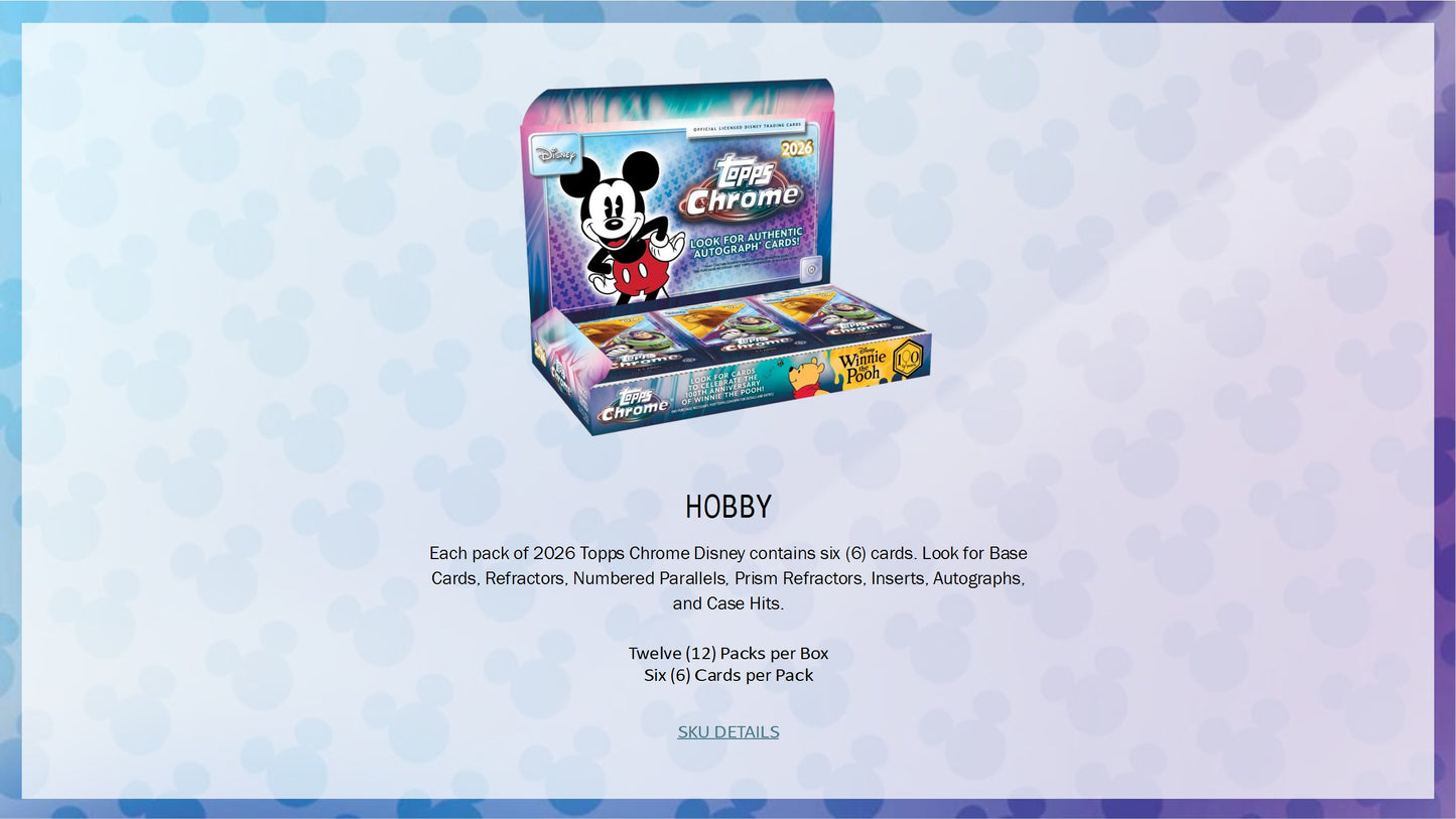 2026 Topps Chrome Disney Hobby Box