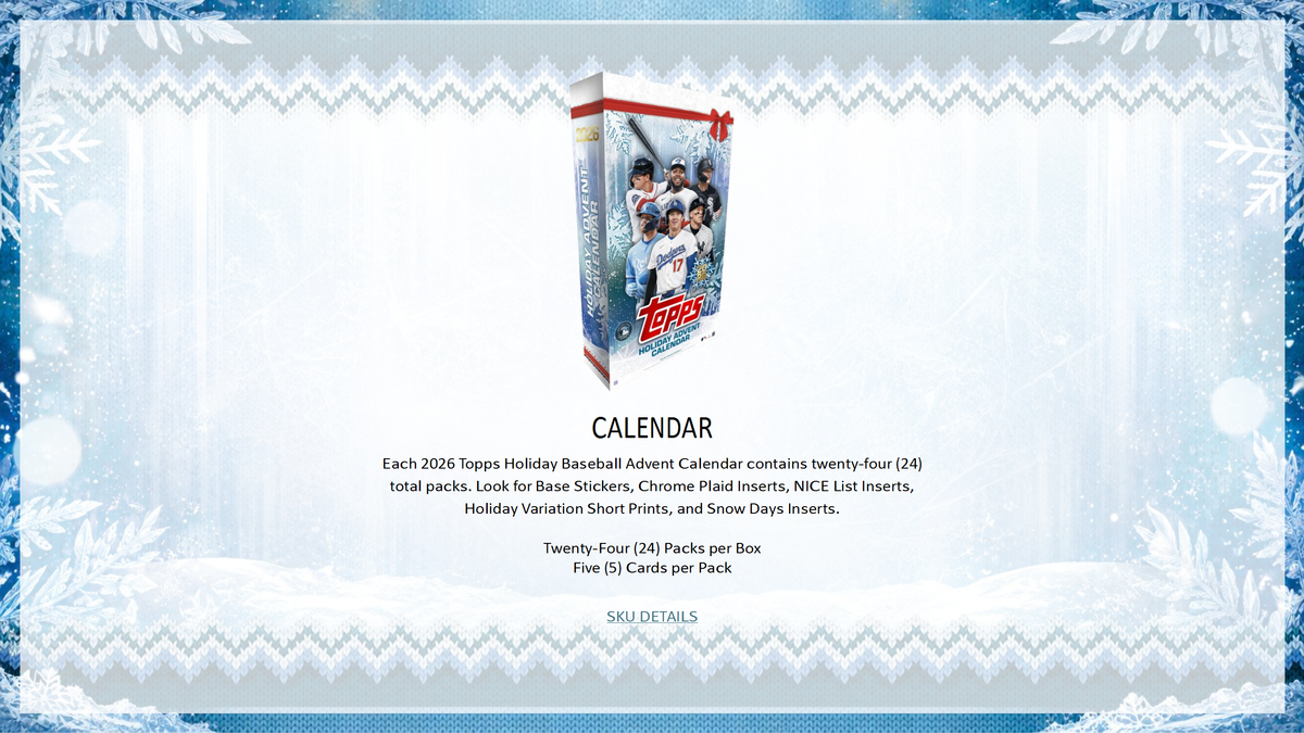 2026 Topps Baseball Holiday Advent Calendar Box