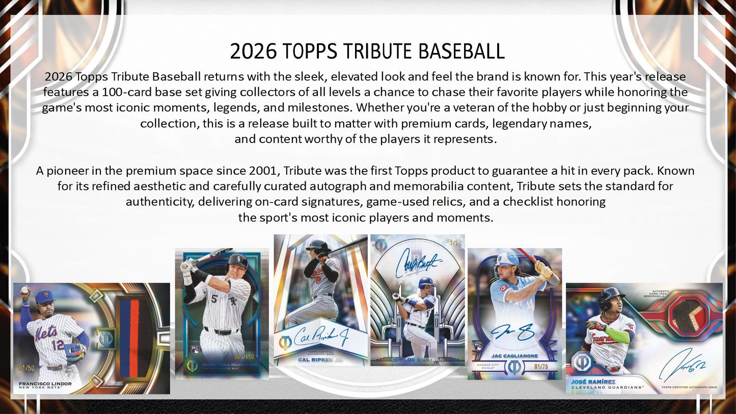 2026 Topps Tribute Baseball Hobby Box