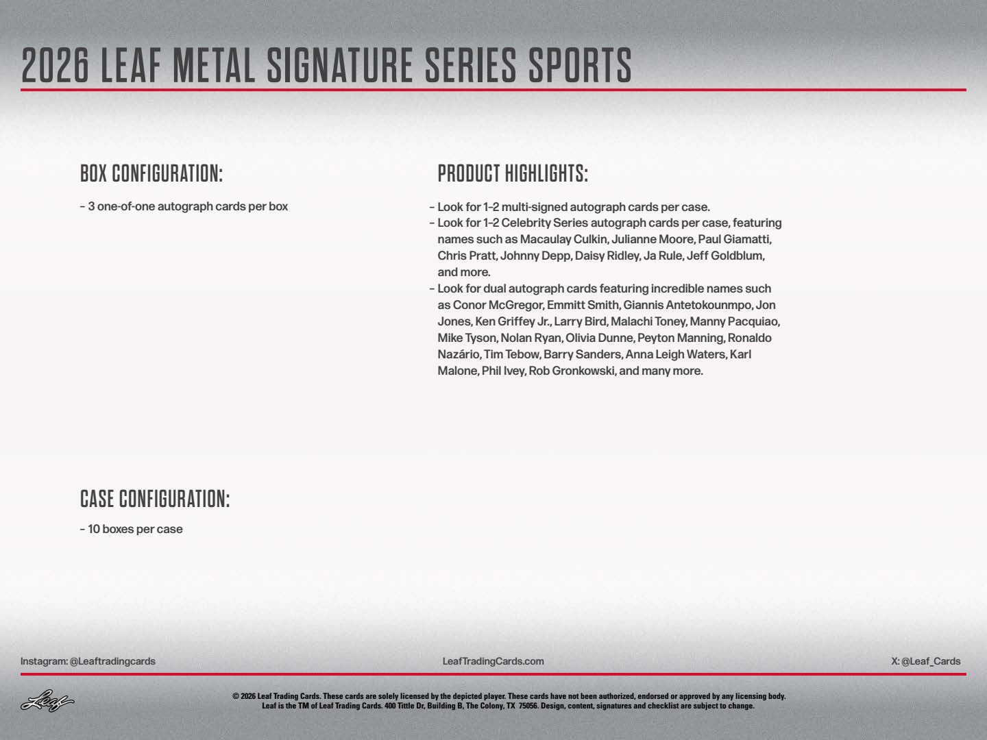2026 Leaf Metal Signature Series Multi-Sport Card Box