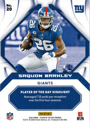Panini Player Of The Day Football 2022 Foil Parallel Card 20 Saquon Barkley