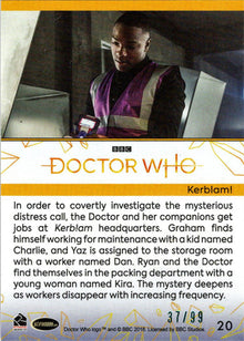 2022 Doctor Who Series 11 & 12 Teal Parallel Card 20 "Kerblam!" /99