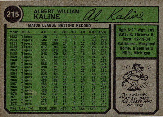 Topps Heritage Baseball 2023 Buyback Card 50th Anniversary 215 Al Kaline