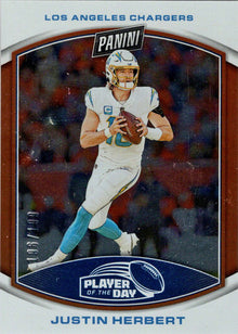 2023 Panini POTD Football Orange Foil Parallel Card 22 Justin Herbert 196/199