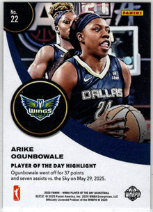 2025 Panini WNBA Player of the Day Red Parallel Card 22 Arike Ogunbowale 21/99