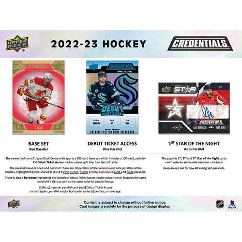 22-23 Upper Deck Credentials Hockey Hobby Box