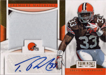 Panini Prominence Football 2012 Premiere Materials Prime Auto Patch Card 25 Trent Richardson 14/15