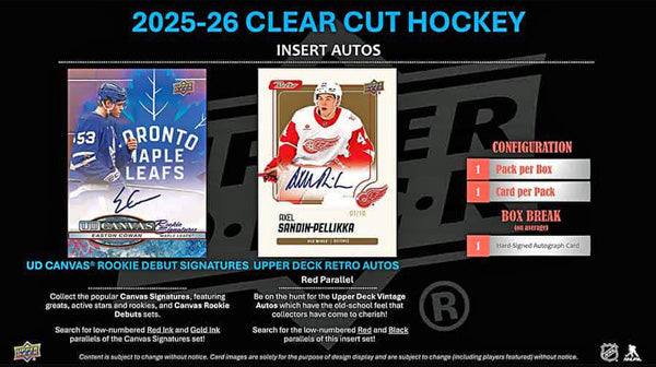 2025-26 Upper Deck Clear Cut Hockey Hobby Box