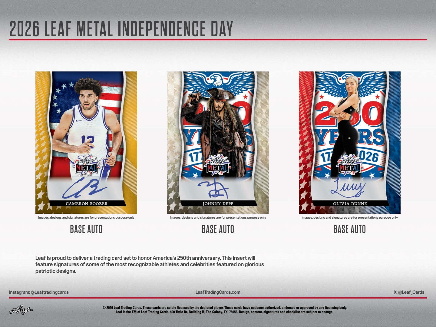 2026 Leaf Metal Independence Day Founding Fathers Hobby Box