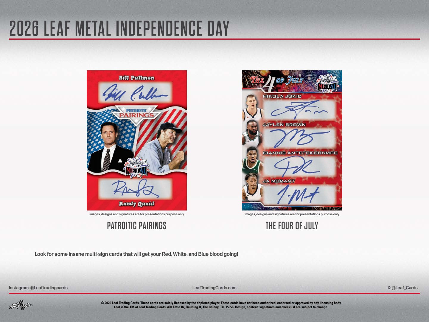 2026 Leaf Metal Independence Day Founding Fathers Hobby Box