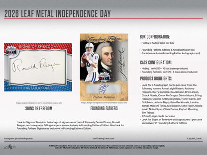 2026 Leaf Metal Independence Day Founding Fathers Hobby Box