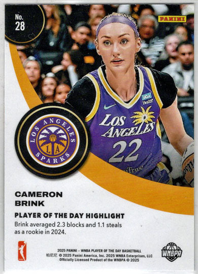 2025 Panini WNBA Player of the Day Base Card 28 Cameron Brink