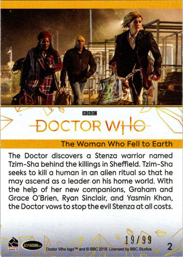 2022 Doctor Who Series 11 & 12 Gold Parallel Card 2 "The Woman Who Fell..." /99