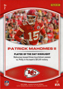 2023 Panini POTD Football Orange Foil Parallel Card 2 Patrick Mahomes II 167/199