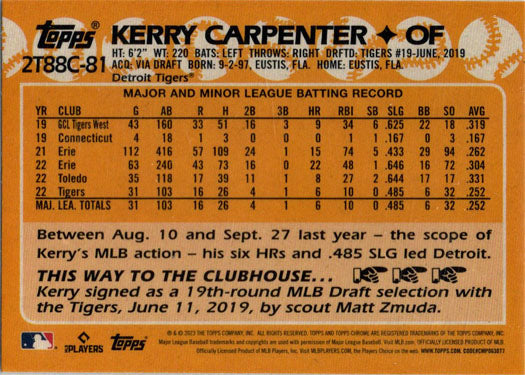 Topps Series Two Baseball 2023 Chrome Silver Card 2T88C-81 Kerry Carpenter