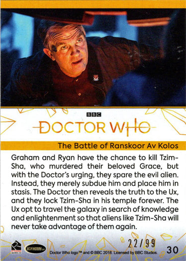 2022 Doctor Who Series 11 & 12 Gold Parallel Card 30 "The Battle Of..." /99