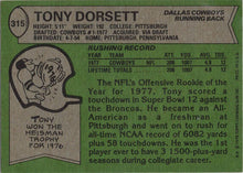 Topps Football 1978 Base Card 315 Tony Dorsett