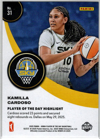 2025 Panini WNBA Player of the Day Orange Parallel Card 31 Kamilla Cardoso /199