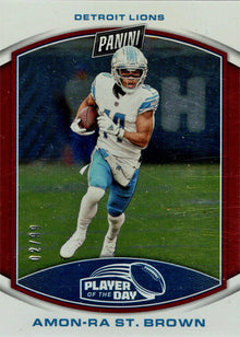 2023 Panini POTD Football Red Foil Parallel Card 32 Amon-Ra St. Brown 02/99