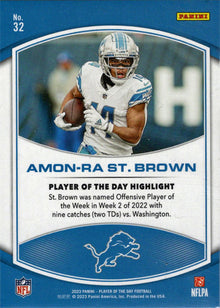 2023 Panini POTD Football Red Foil Parallel Card 32 Amon-Ra St. Brown 02/99