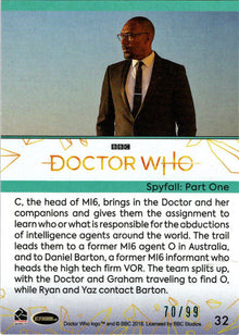 2022 Doctor Who Series 11 & 12 Teal Parallel Card 32 "Spyfall:  Part One" /99