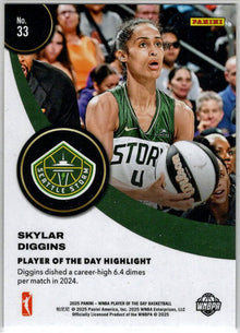 2025 Panini WNBA Player of the Day Orange Parallel Card 33 Skylar Diggins /199