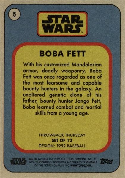 Star Wars Throwback Thursday 2023 Card #5 Boba Fett 1952 Baseball