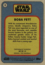 Star Wars Throwback Thursday 2023 Card #5 Boba Fett 1952 Baseball