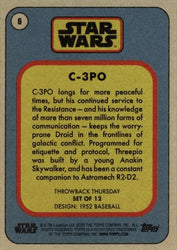 Star Wars Throwback Thursday 2023 Card #6 C-3PO 1952 Baseball