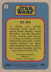 Star Wars Throwback Thursday 2023 Card #7 R2-D2 1952 Baseball