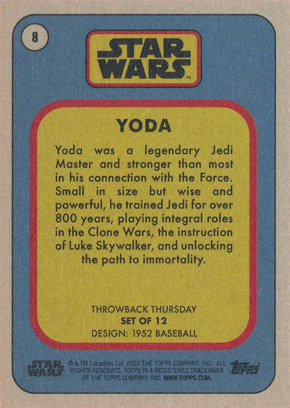 Star Wars Throwback Thursday 2023 Card #8 Yoda 1952 Baseball