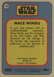 Star Wars Throwback Thursday 2023 Card #10 Mace Windu 1952 Baseball