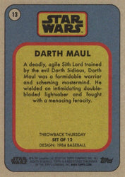 Star Wars Throwback Thursday 2023 Card #13 Darth Maul 1984 Baseball