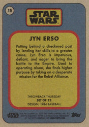 Star Wars Throwback Thursday 2023 Card #15 Jyn Erso 1984 Baseball