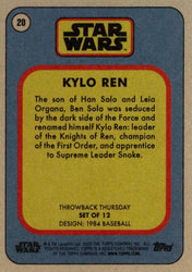 Star Wars Throwback Thursday 2023 Card #20 Kylo Ren 1984 Baseball