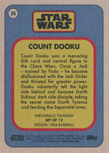 Star Wars Throwback Thursday 2023 Card #24 Count Dooku 1984 Baseball