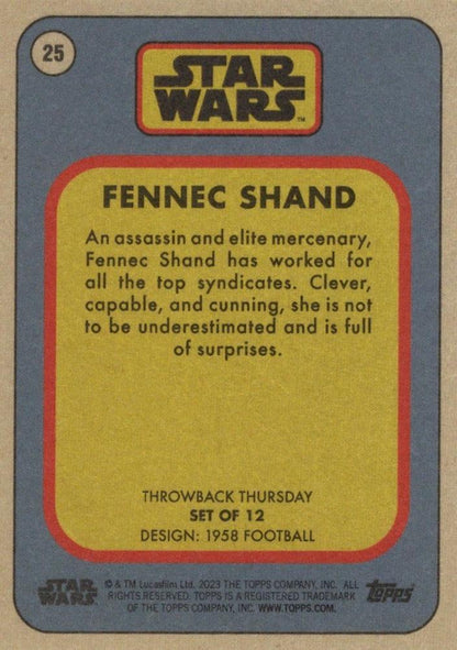 Star Wars Throwback Thursday 2023 Card #25 Fennec Shand 1958 Football