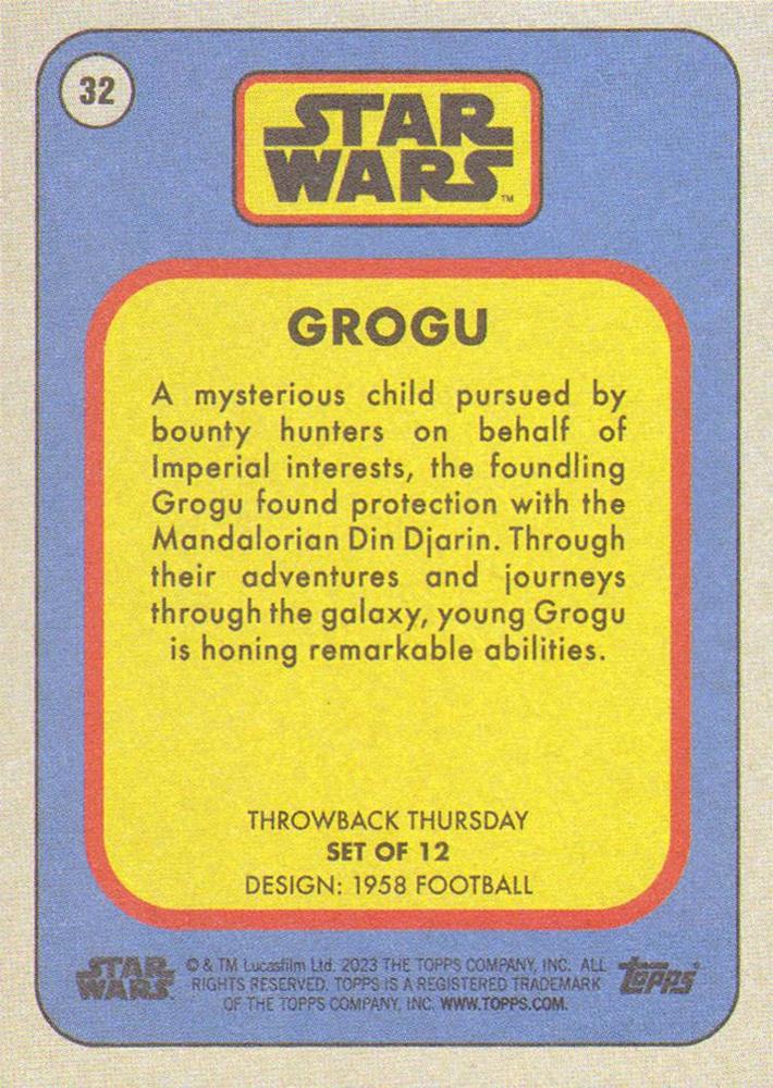 Star Wars Throwback Thursday 2023 Card #32 Grogu 1958 Football