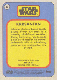 Star Wars Throwback Thursday 2023 Card #33 Krrsantan 1958 Football