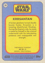 Star Wars Throwback Thursday 2023 Card #33 Krrsantan 1958 Football